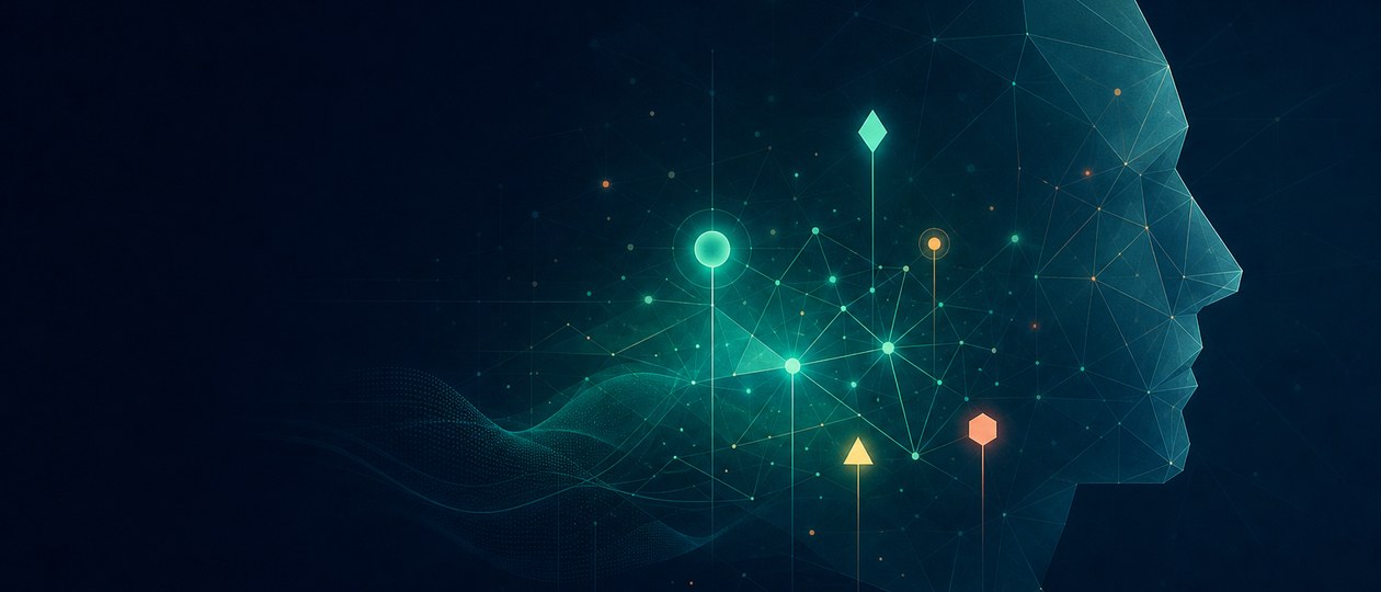 Abstrakte Komposition: eine helle Linie setzt sich gegen viele gedimmte Punkte durch als Metapher für das schwache signal…