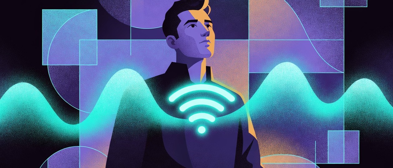 Person mit leuchtendem Verbindungssymbol — Resonanz zwischen Talent und Opportunity